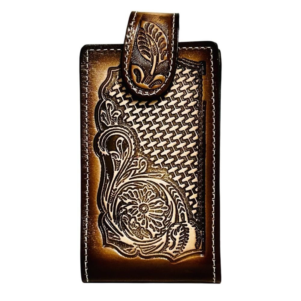 Western Leather Cell Phone holster brown - Funda de piel vaquera